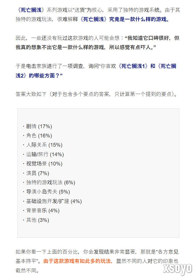 《死亡搁浅》调查：故事最受关注、小岛本人只有5%