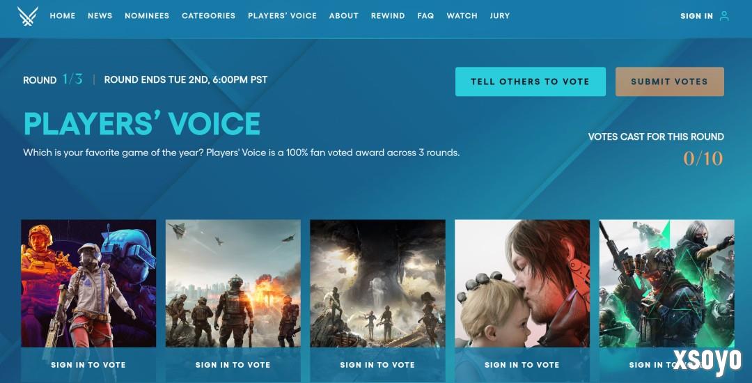 2025年TGA“玩家之声”第一轮投票现已开启