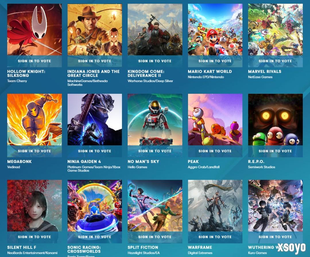 2025年TGA“玩家之声”第一轮投票现已开启