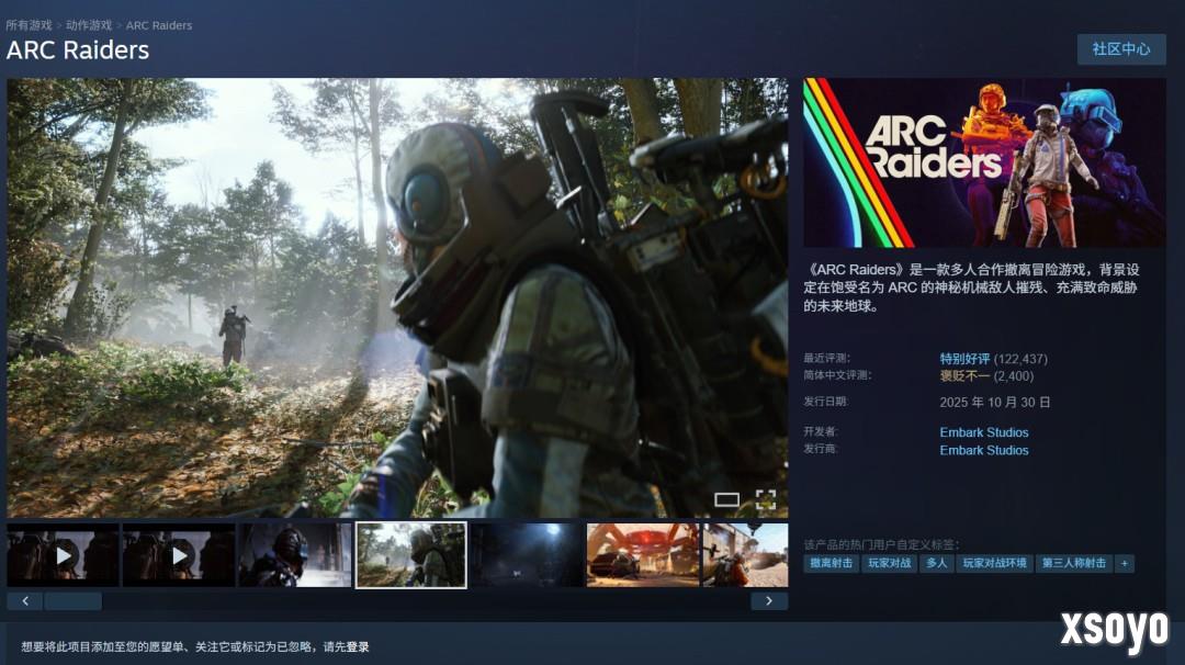 《ARC Raiders》成11月Steam最畅销游戏 达350万